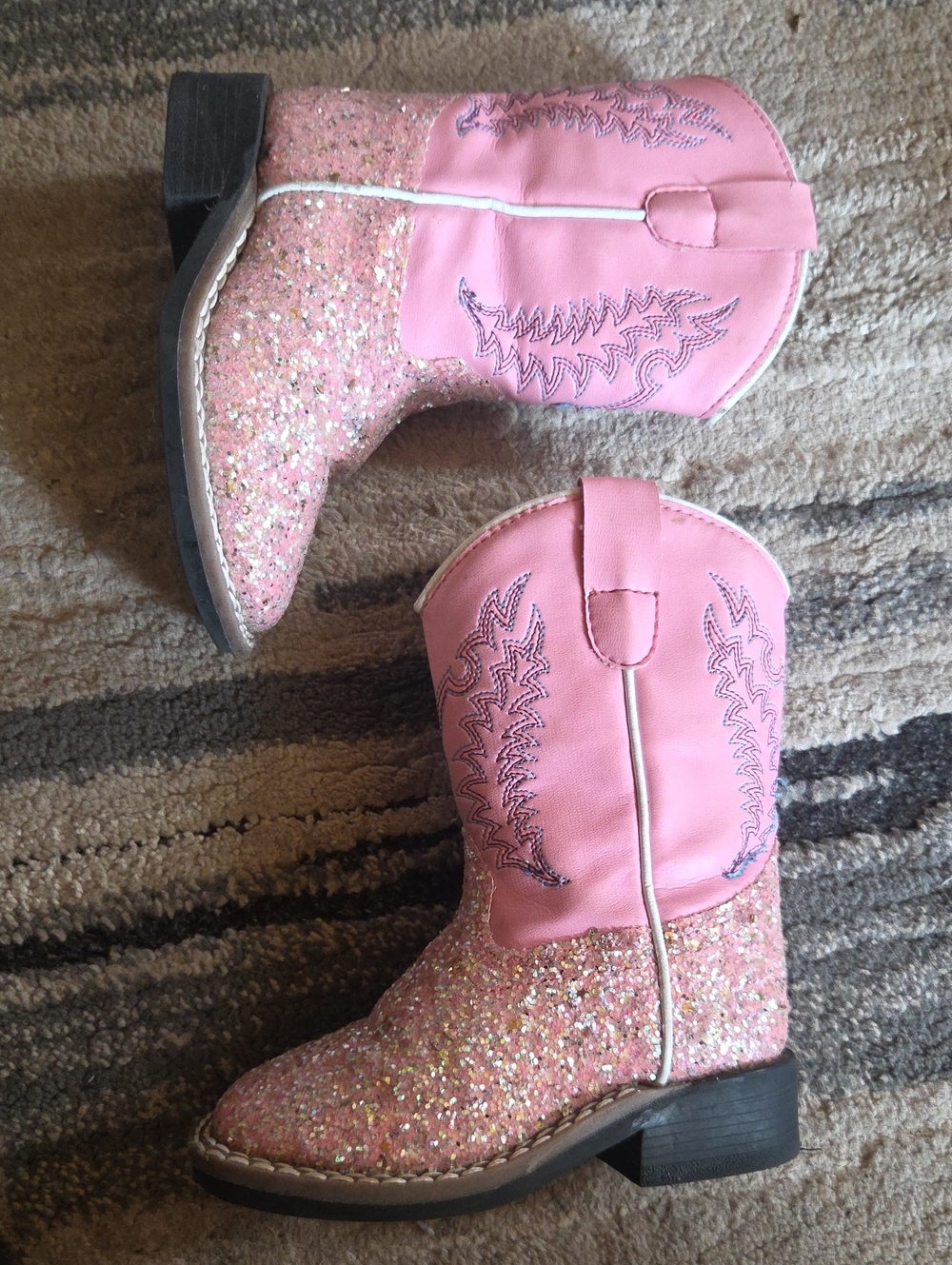 Old West Pink Glitter Girls' Cowboy Boots